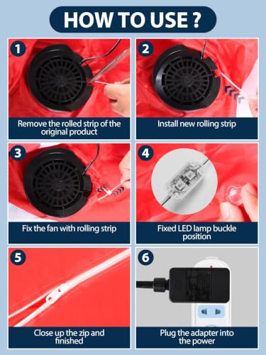 Lorvain 2PCS 2.5A Inflatable Air Blower Replacement Kit with 14-LED Light String