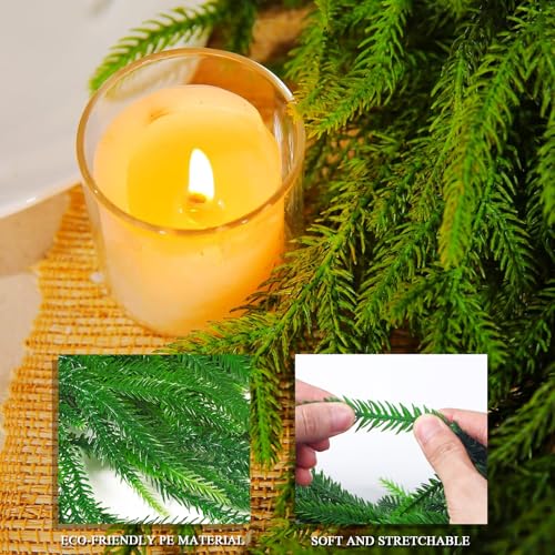 TISEMENT Norfolk Pine Garland 6ft with 10ft Light String – Premium Indoor/Outdoor Greenery