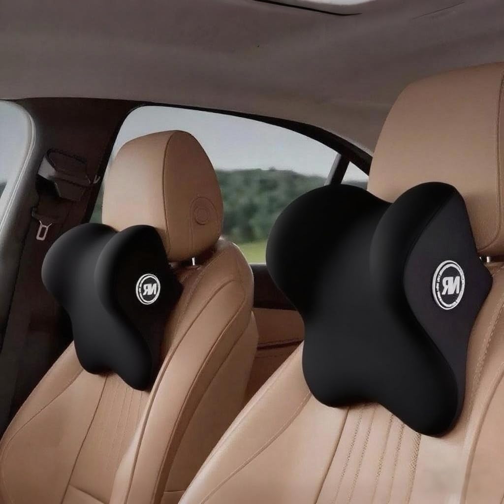Nastravail 2 Pack Car Headrest Pillow for Neck Support, Soft Car Neck Pillow for Driving with Adjustable Strap and Removable Cover, Universal Fit Headrest Car Pillow
