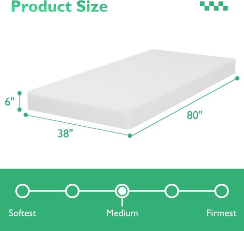 FDW 6 Inch Twin XL Mattress - Medium Firm Gel Memory Foam | CertiPUR-US Certified | Pressure Relief & Cooling Comfort