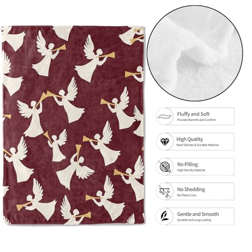 60x80in Angel Throw Blanket - Ultra Soft Cozy Flannel for Couch & Home Decor - Red Gift for Kids & Girls