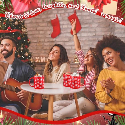 Sliner 2-Pack Red Christmas Snowflake Mugs - 11 oz Holiday Gift Set