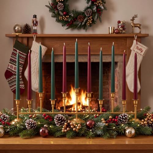 Chengu Gold 12 Arm Candelabra Vintage Candle Holders Centerpiece 30 x 7 Inches