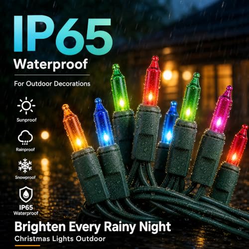 FUNPENY Multicolor Christmas String Lights 20ft LED Mini Light Set, Waterproof
