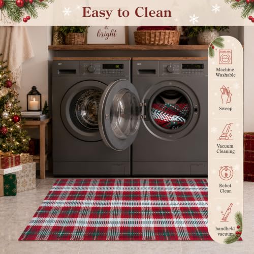 Christmas Red and White Checkered Outdoor Porch Rug - 2' x 4.3'