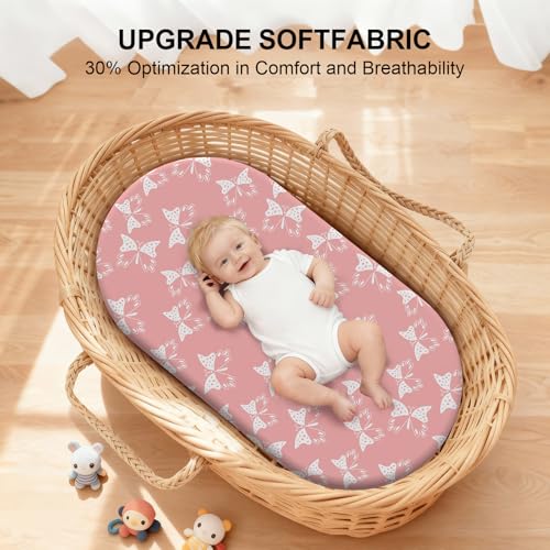 Fitted Bassinet Sheets 4-Pack - Soft Microfiber 32" x 16" (Pink)