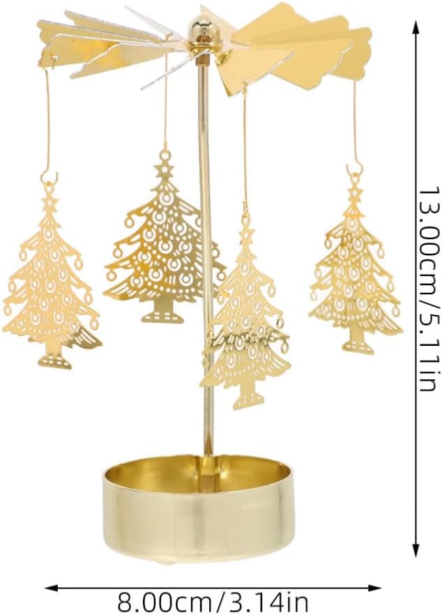 Zerodeko Rotary Candle Holder Set - 3pcs Metal Spinning Windmill Design for Christmas Table Centerpieces