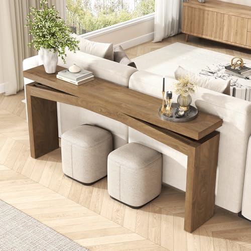 63-Inch Wooden Console Table, Narrow Farmhouse Sofa Table for Entryway