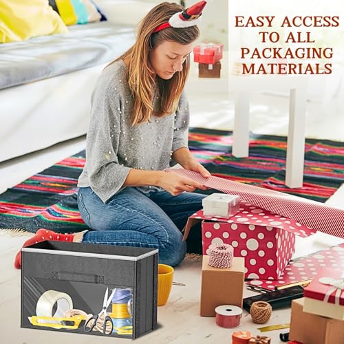Over Door Wrapping Paper Organizer with 3 Removable Drawers & Side Pockets