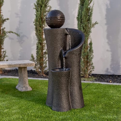 41-Inch Modern Cascading Sphere Water Fountain with LED Lights