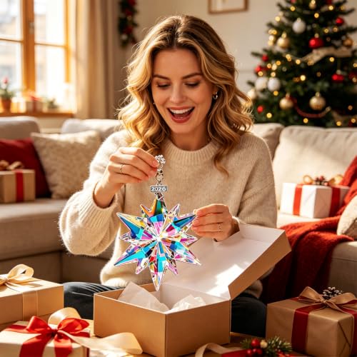 2026 Crystal Snowflake Christmas Ornament - Sparkly Glass Tree Decor