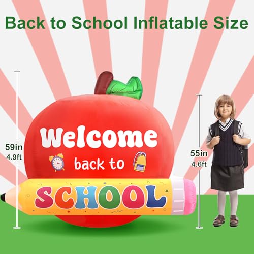 4.9ft Welcome Back to School Outdoor Inflatable Decor with LED Lights