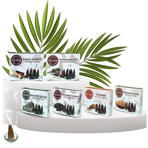 Natural Incense Cones Variety Pack - 60 Count, 6 Premium Scents