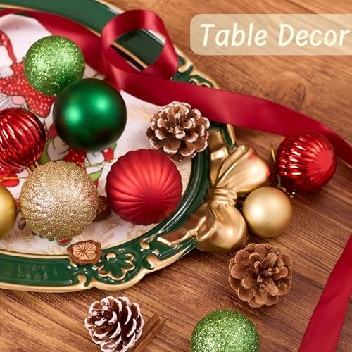 DounakeEvth 50ct Red Green Gold Shatterproof Christmas Ball Ornaments Set (1.57"-2.36"), Pre-Strung