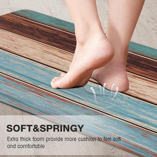 Anti-Fatigue Kitchen Mat Set of 2, Cushioned Waterproof Standing Floor Rugs