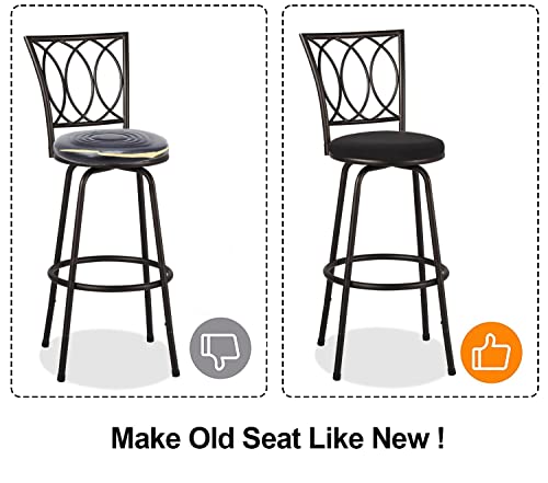 Round Bar Stool Seat Covers - 4PCS Stretch Chair Covers (13-16 Inch, Black)