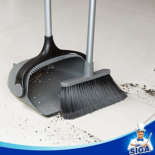 Upright Broom and Dustpan Set with 51.7-Inch Adjustable Long Handle