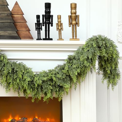 Waydress 9 ft Christmas Cedar Garland – Realistic Faux Greenery, 1 Pcs