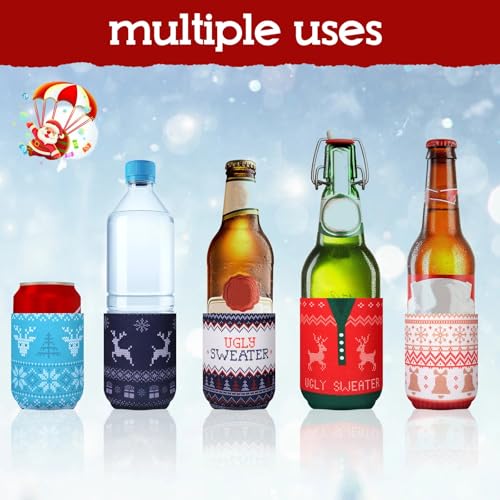 Tiamon 12 Pack Christmas Ugly Sweater Can Coolers - 12oz Party Sleeves