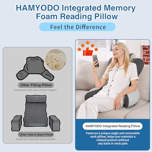 22" Ergonomic Reading Pillow for Bed - Back Support & Armrests