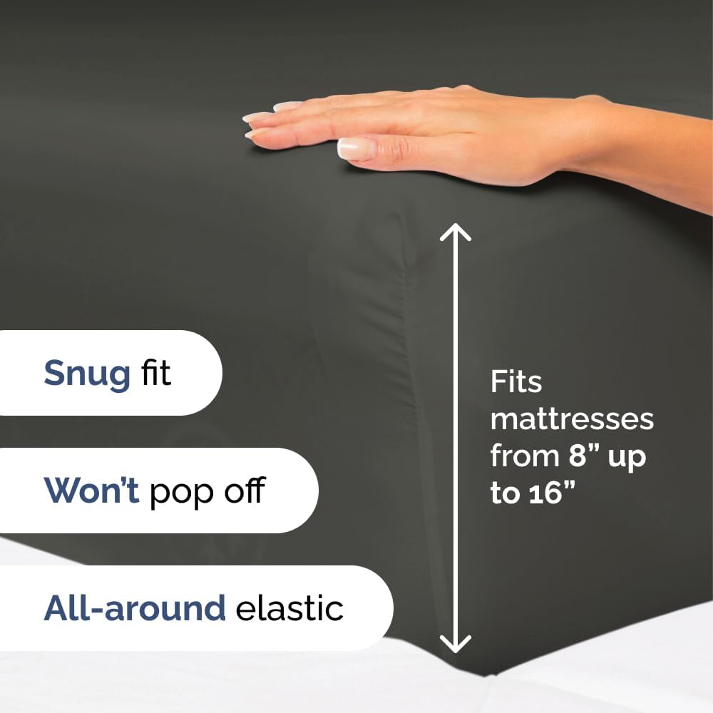 Skiennix Full Size 4-Piece Sheet Set - Comfy, Breathable & Cooling Bed Sheets - Ultra-Soft, Wrinkle-Free, Deep Pockets - Charcoal