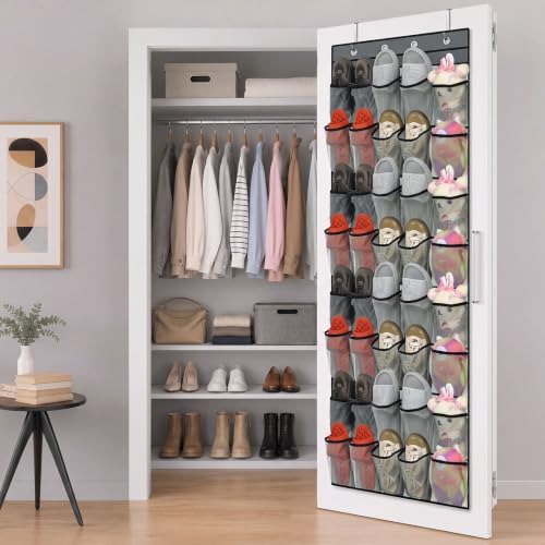 40-Pocket Over-the-Door Shoe Organizer, Breathable Mesh Hanging Shoe Rack