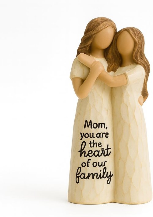GoGnome Elegant Mother and Daughter Figurine - 5.7” Tall Hand-in-Hand Resin Sculpture for Mother's Day & Birthdays
