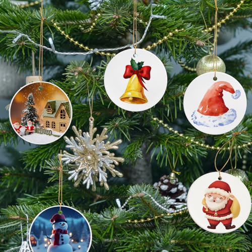 40 Pcs 2.95 Inch Ceramic Sublimation Ornaments Blanks with Holes for Personalization