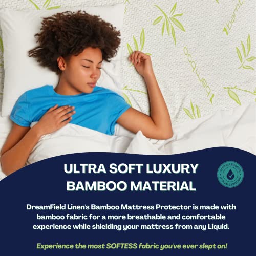Waterproof Bamboo Queen Mattress Protector - Zippered Cooling Encasement