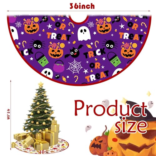 36-Inch Reversible Fall & Halloween Tree Skirt, Double-Sided Holiday Mat