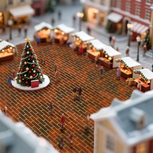 6-Pack Red Brick Road Self-Adhesive Mats for Christmas Village & Dioramas