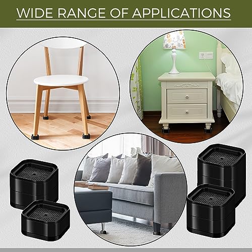 16 Pack Adjustable Furniture Risers - 1.38 Inch Heavy Duty Stacks for Beds, Desks, Sofas