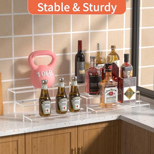 3-Tier Acrylic Liquor Bottle Display Shelf, 15-Inch Bar Organizer Rack