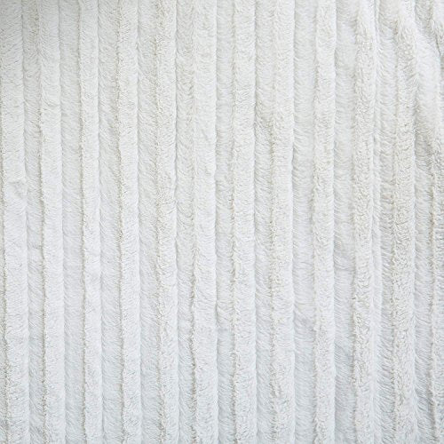 Tache White Creamy Ivory Polar Faux Fur Blanket Throw 63x87 | Double-Layer Sherpa Back