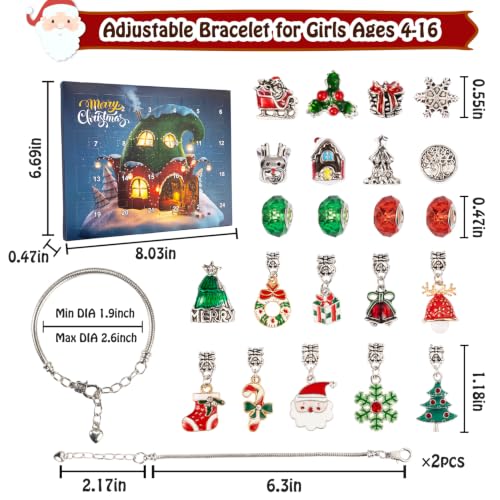 Christmas Advent Calendar DIY Bracelet Making Kit - 24 Day Countdown for Kids