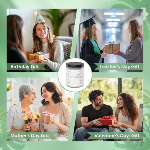 Lemon Eucalyptus Scented Soy Wax Candle - 7 oz Aromatherapy Jar Candle