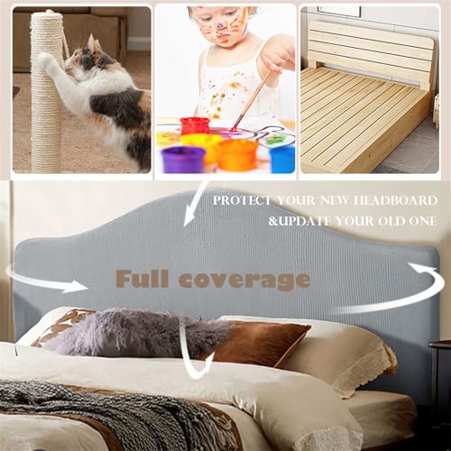 Soft Jacquard Bed Headboard Cover - Stretch Slipcover for Queen & King Size