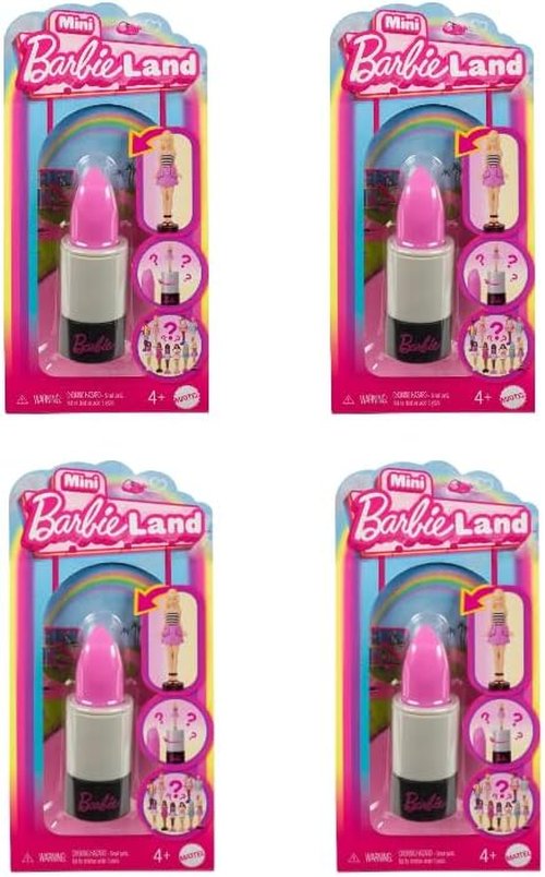 Barbie Mini Fashionistas Dolls - 1.5-Inch Surprise Reveal in Lipstick Tube | Pack of 4 Styles