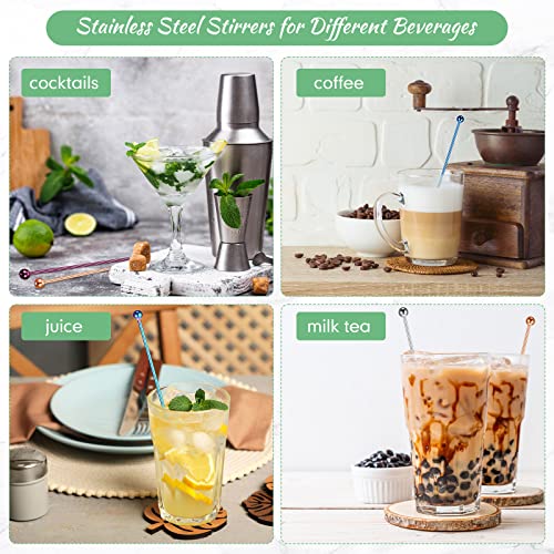 15 Pcs Stainless Steel Coffee & Cocktail Stirrers - Reusable Metal Swizzle Sticks