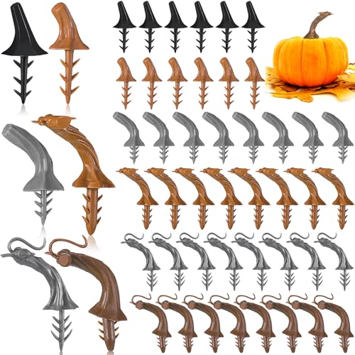 48 Pcs Artificial Pumpkin Stems for Crafts, Plastic DIY Harvest Decor