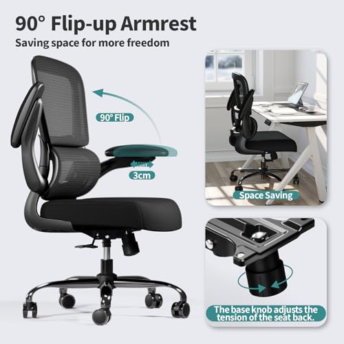 Ergonomic Mesh Office Chair with Adjustable Lumbar Support - Black
