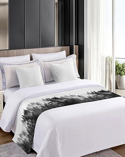 Black Forest Abstract Landscape Bed Runner for Queen Size Bed, 83x20