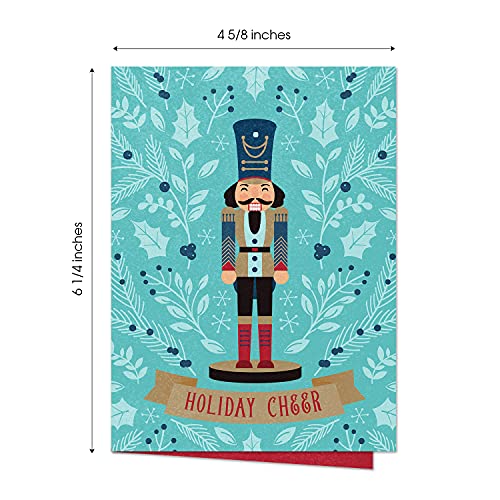 Canopy Street Nutcracker Holiday Card Pack (24) with White Envelopes — 6 Nostalgic Designs, 4 5/8 x 6 1/4