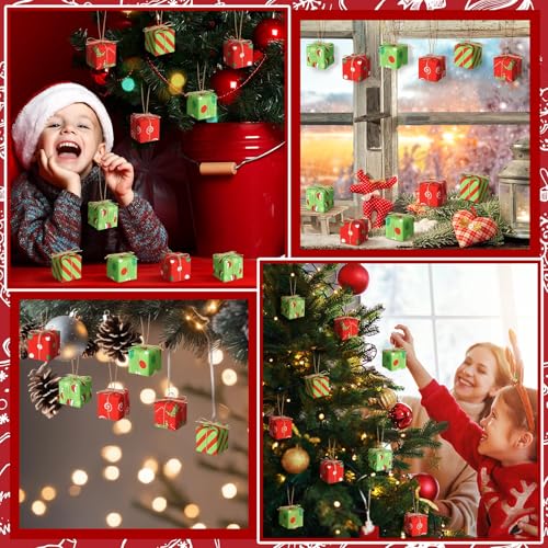 Chivao 24 Pcs Funny Color Plaid Mini Gift Box Christmas Ornaments 1.18 in