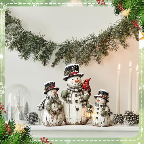 Barydat Rustic Snowman Christmas Decorations (Set of 3) – 6.69, 6.26 & 5.71 in Indoor Wood Decor