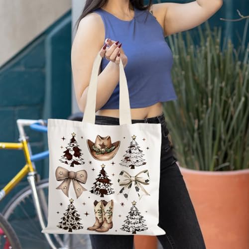 Santa Claus Christmas Tote Bag for Women – LUVADIAN Western Bow Gown Gift