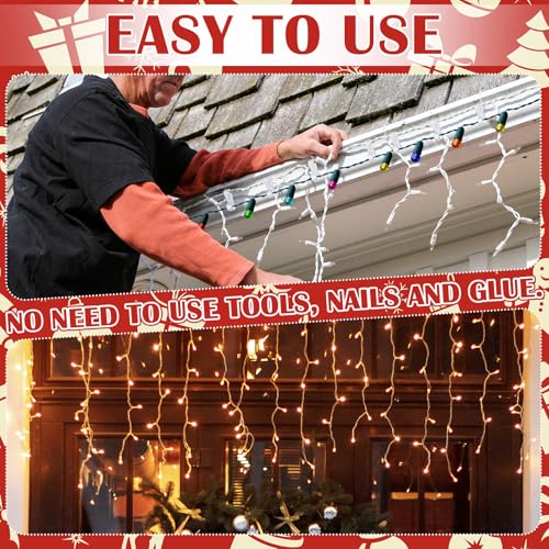 100 Pcs Outdoor Gutter Clips for Christmas String Lights, Weatherproof Hooks