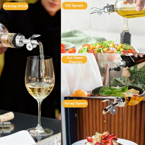 750ml Silver Olive Oil Pour Spout Set with Adapters for Bottles - KIBARTOL