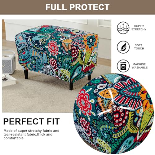 Rectangular Ottoman Slipcover with Non-Slip Bottom - Large Size