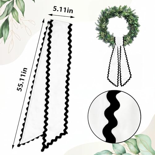 Cotton Wreath Sash Tie for Front Door Holiday Decor, 5.1 x 54 Inches